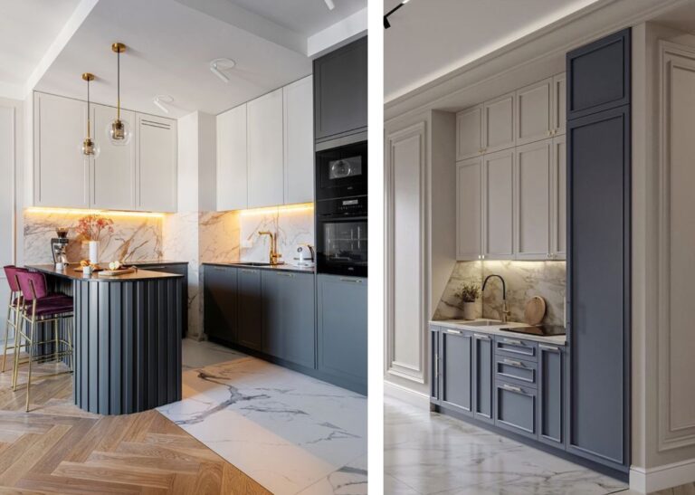 A modern kitchen in nice blue tones