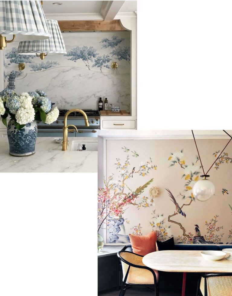 Examples of kitchens utilising wallpaper