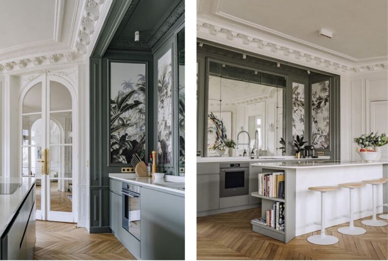 Examples of kitchens utilising wallpaper