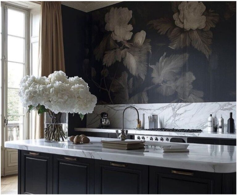 Examples of kitchens utilising wallpaper