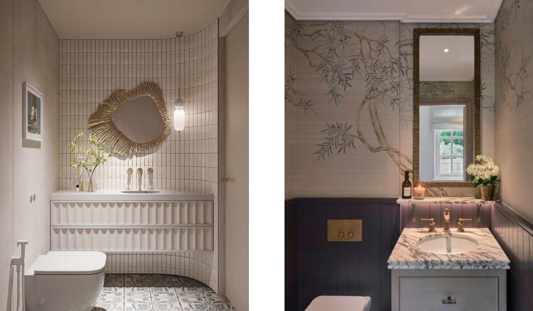 powerder rooms with wallpaper