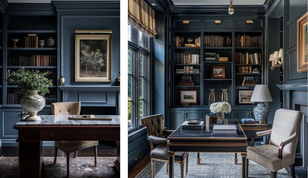 Studies decorated in blue colour