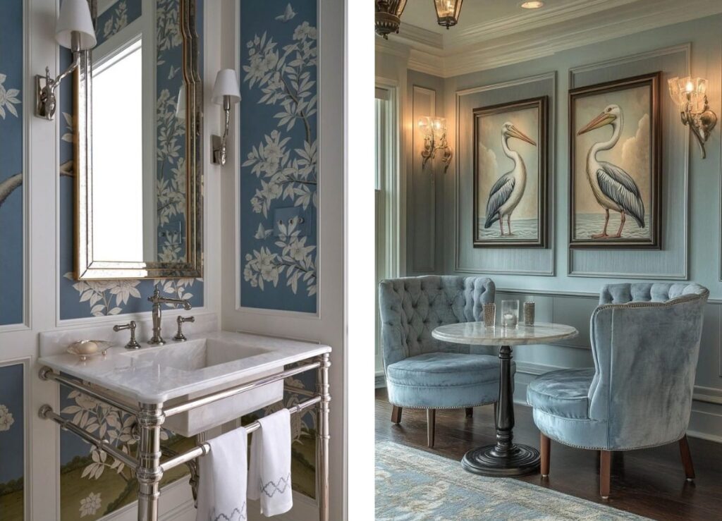 Monochrome blue interiors