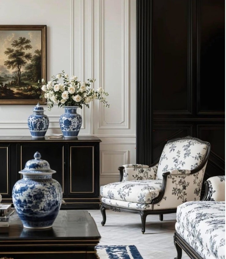 Blue and black living room